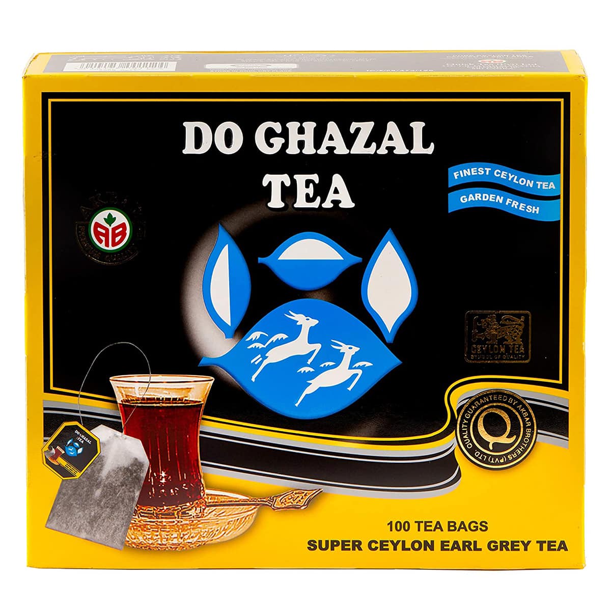 Buy Alghazaleen Tea (Do Ghazal Tea) Super Ceylon Earl Grey Tea (100 Tea Bags) - 200 gm