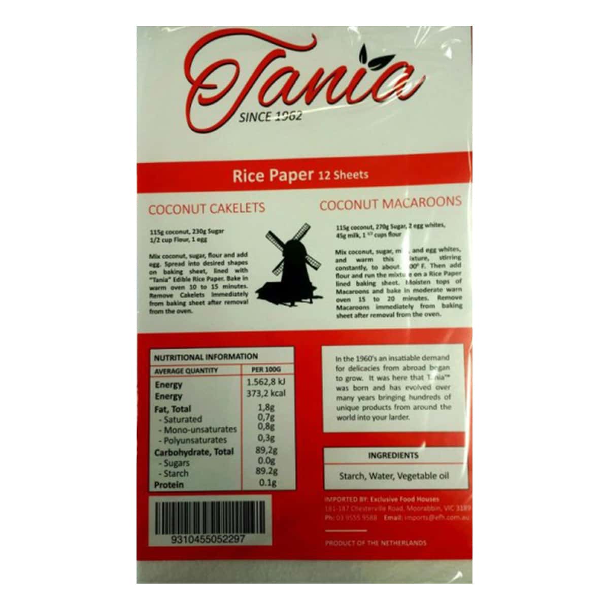 Buy Tania Rice Paper (12 Sheets) - 40 gm